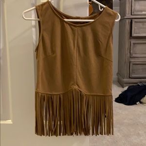 Fringe faux suede tank